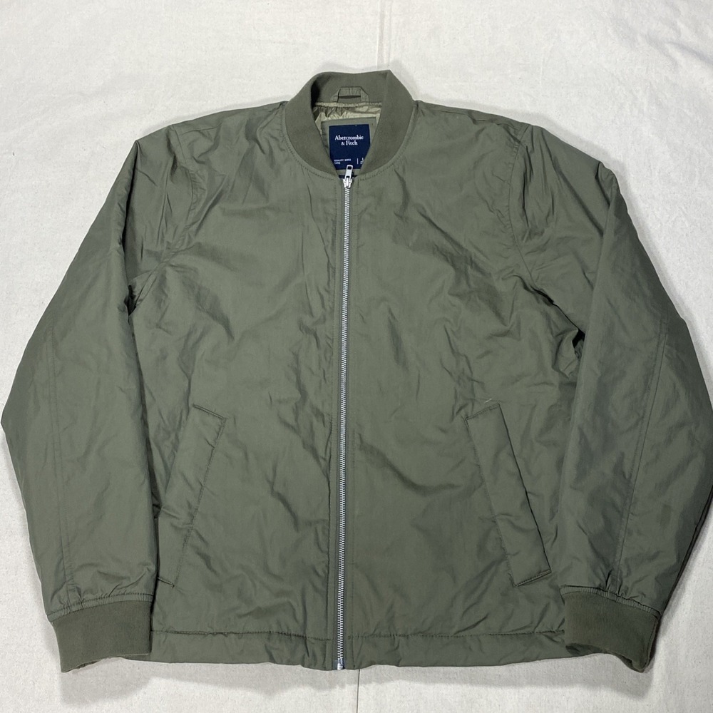 Abercrombie & Fitch Men's L Olive Green Military Pilot Bomber Jacket Full Zipper